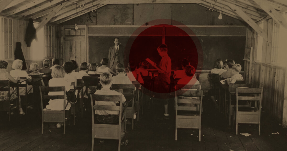 Virginia classroom with kids and teacher, 1935
