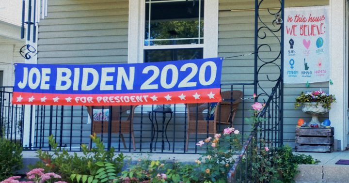 Front porch with Joe Biden 2020 sign